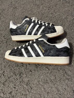 adidas Superstar Black White Sneakers with Gum Sole